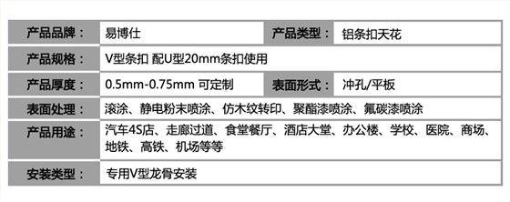V型铝条板_参数表