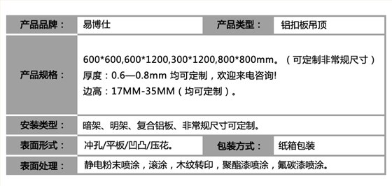 铝矿棉复合板_参数表